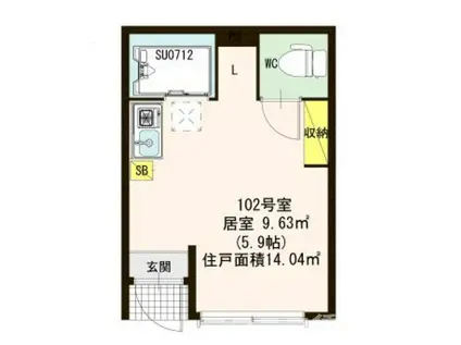 センプリス(ワンルーム/1階)の間取り写真