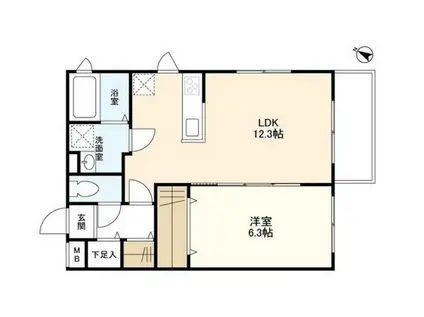 ウェルスクエアイズム初台(1LDK/4階)の間取り写真