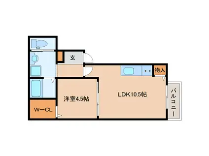 ソレイユビセレクト法蓮町III(1LDK/3階)の間取り写真