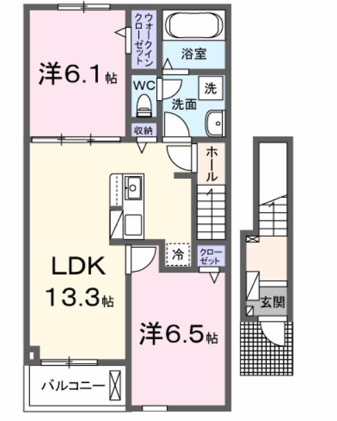 クレールカーサ(2LDK/2階)の間取り写真