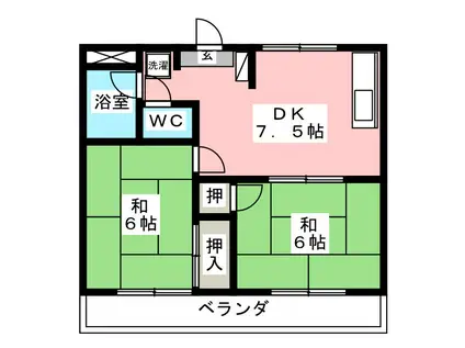 ハイツフロンティア(2DK/1階)の間取り写真
