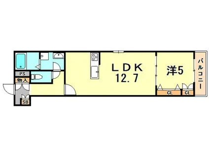 ヘーベルメゾン御蔵通(1LDK/2階)の間取り写真