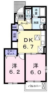 イースト フラワー(2DK/1階)の間取り写真
