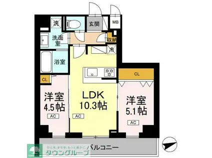 ロイジェント南池袋(2LDK/3階)の間取り写真
