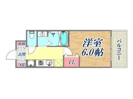 エステムコート神戸元町2ブリーズ(1K/14階)の間取り写真