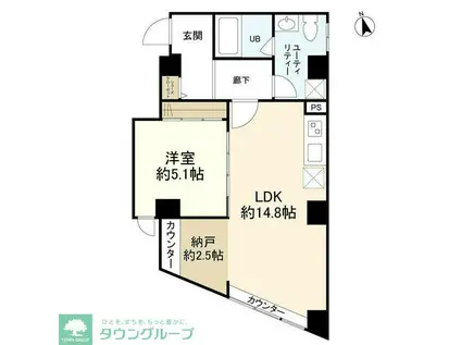 テラス・エクラ(1SLDK/4階)の間取り写真