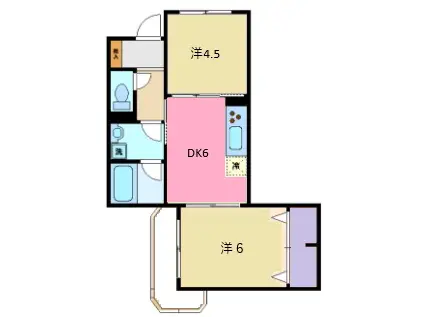 TKマンション(2DK/2階)の間取り写真