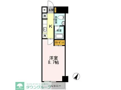 カスタリア神保町(1K/9階)の間取り写真