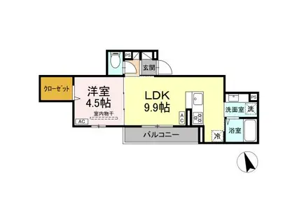 アセット-コート調布ヶ丘(1LDK/2階)の間取り写真
