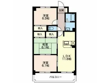 メゾン新井(3LDK/3階)の間取り写真