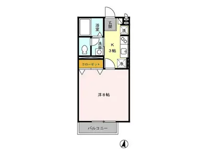 エスポワール(1K/1階)の間取り写真