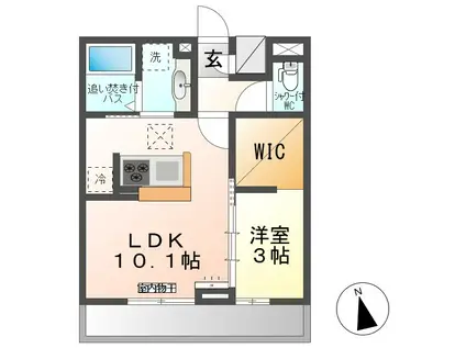 トリシア横町サウス(1LDK/1階)の間取り写真