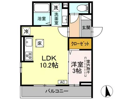 ディー パイナ 日吉本町2(1LDK/1階)の間取り写真