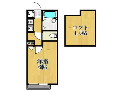 グランヴェールみゆき公園(1K/2階)の間取り写真