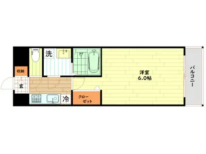 エスリードレジデンスグラン大阪福島ノース(1K/6階)の間取り写真