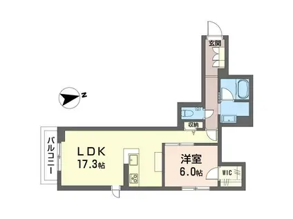メリア調布(1LDK/2階)の間取り写真