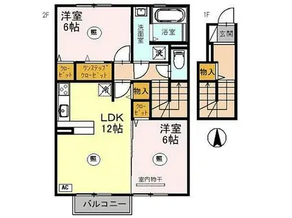 エントピアA棟(2LDK/2階)の間取り写真