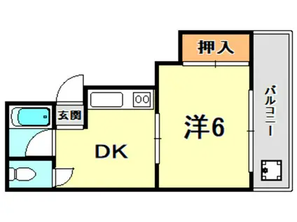 阪急堂パレス(1DK/4階)の間取り写真