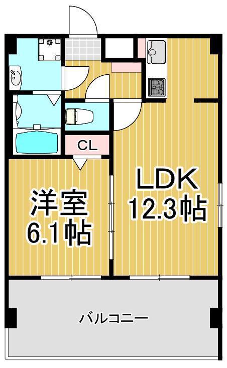 アーバハイツ六町環七北通(1LDK/7階)の間取り写真