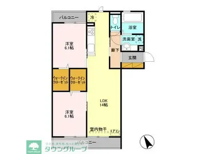 アゼリア松戸(2LDK/2階)の間取り写真