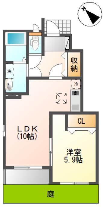 コンフォルト(1LDK/1階)の間取り写真