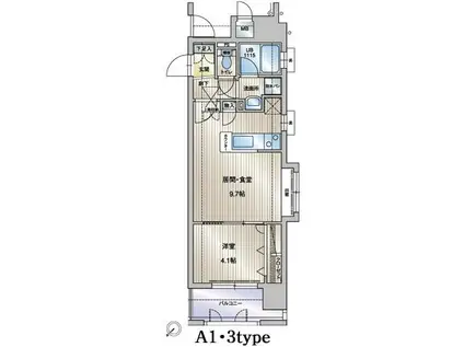 アクタス博多ステーションタワー(1LDK/3階)の間取り写真