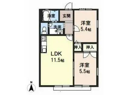 フレグランスガーデン(2LDK/1階)の間取り写真