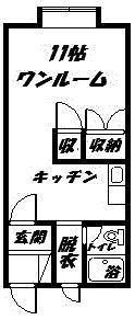 アルファ1(ワンルーム/2階)の間取り写真