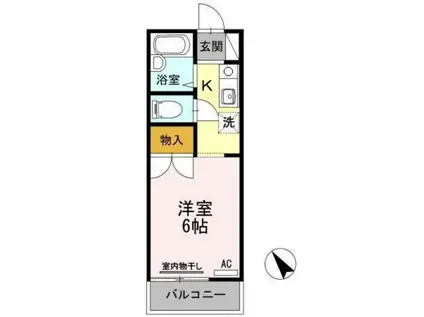 ヴァンセーヌ今村A棟(1K/2階)の間取り写真