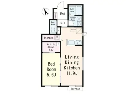 市川市鬼高2丁目PJ(1LDK/1階)の間取り写真