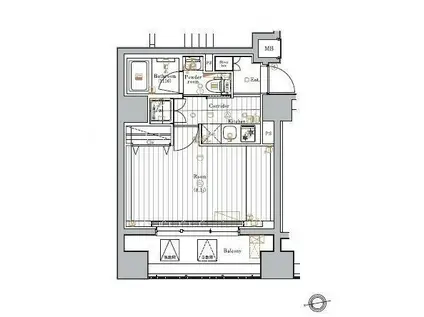 マスターマインド十番(1K/8階)の間取り写真