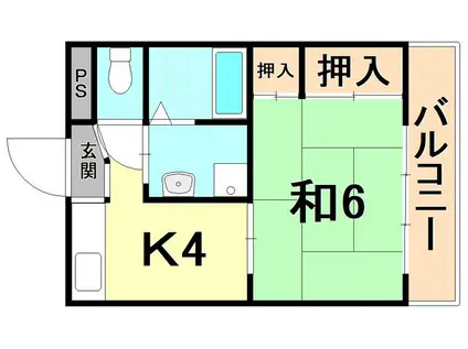 ERメゾンくすのき(1DK/3階)の間取り写真