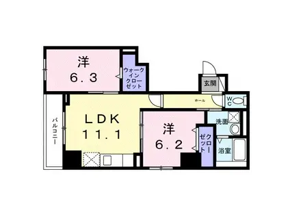 シエスタ キー(2LDK/2階)の間取り写真