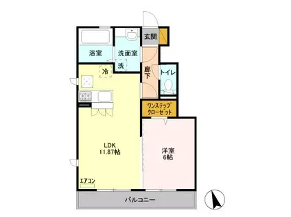 サンクモンタニアB棟(1LDK/1階)の間取り写真