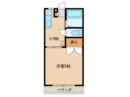 パークサイドハイツB棟(1K/1階)の間取り写真