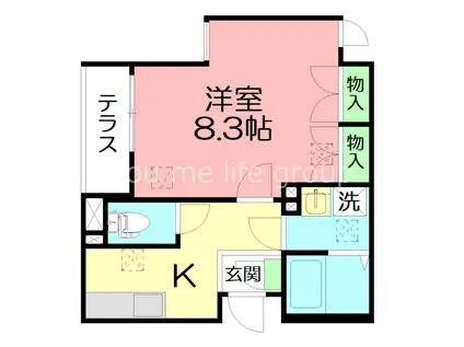 YKメゾン(1K/1階)の間取り写真