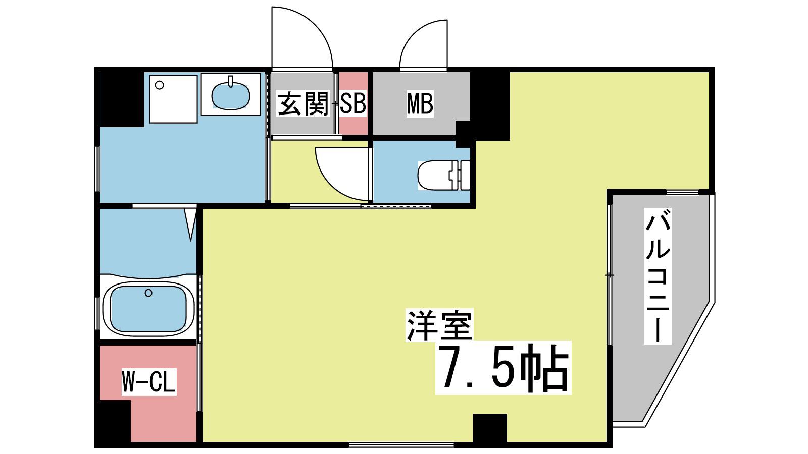 六甲ローズマンション(ワンルーム/5階)の間取り写真