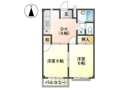 コーポ大森II(2DK/2階)の間取り写真