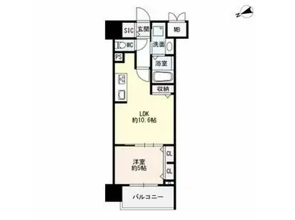 ザ・シンフォニア新栄(1LDK/11階)の間取り写真