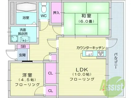 ホワイトビル庄子(2LDK/2階)の間取り写真