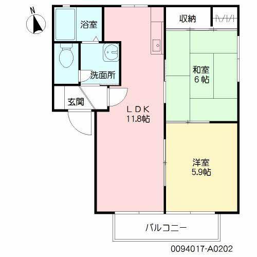 サニーデイ寺崎(2LDK/2階)の間取り写真