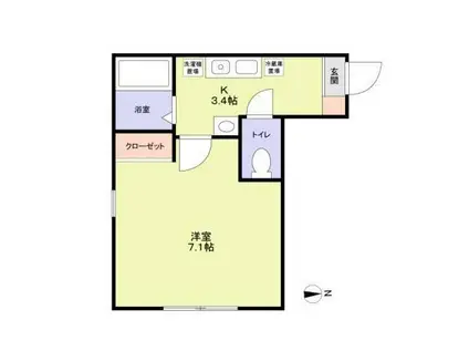 COCORU能見台(1K/3階)の間取り写真