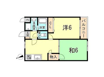 ハーモニーコート宮町(1LDK/1階)の間取り写真