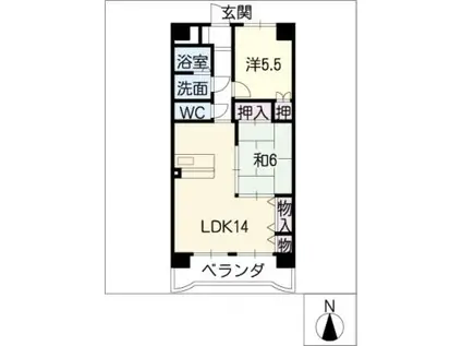 ジョイフル春日(2LDK/4階)の間取り写真