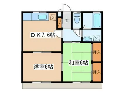 エントピアIII(2DK/1階)の間取り写真