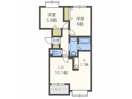 ヴィアーレあいの里III(2LDK/3階)の間取り写真