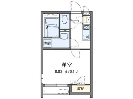 クレイノOAKCOURT長橋II(1K/1階)の間取り写真