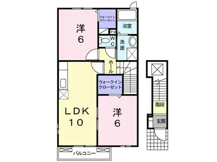 チェリ ブラッサムI(2LDK/2階)の間取り写真