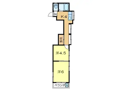 シャルルカツマタA棟(2K/1階)の間取り写真