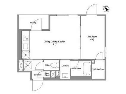 LA PERLA ICHIGAYAーSADOHARACH(1LDK/1階)の間取り写真